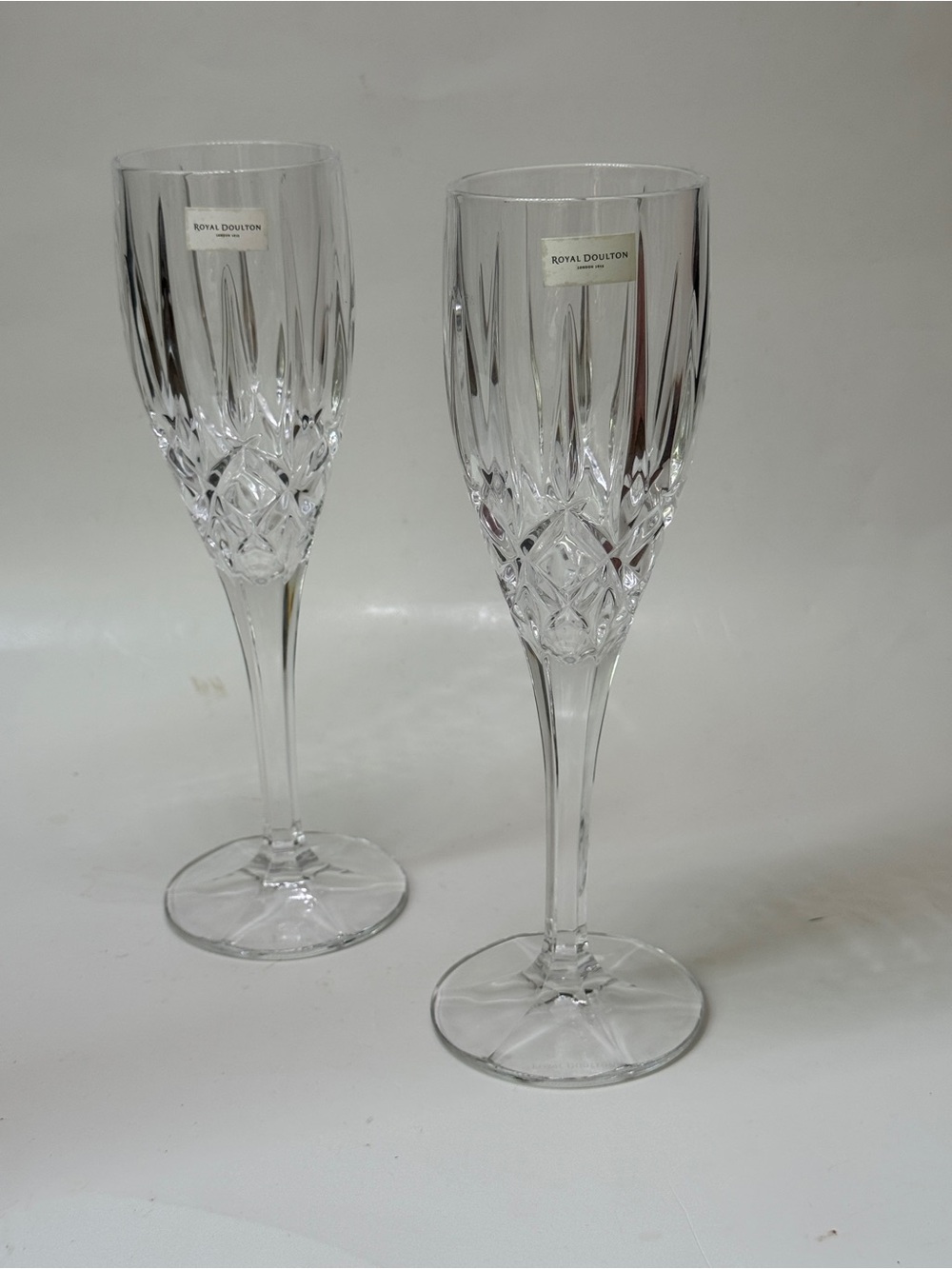 Royal Doulton London 1815 cut crystal champagne flutes
